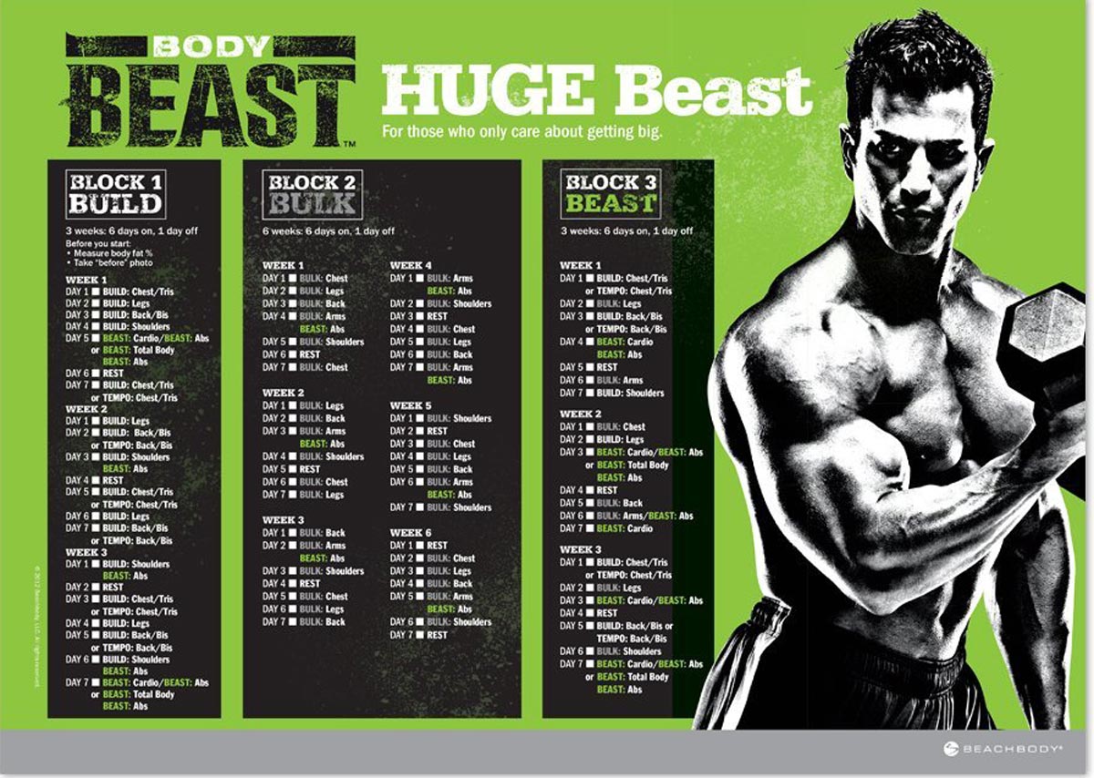 body beast workout schedule downloads: get them! | hack the gym