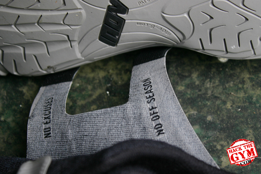 No excuses, no off season: motivational messages in your shoes.