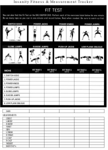 The Insanity Fit Test Sheet